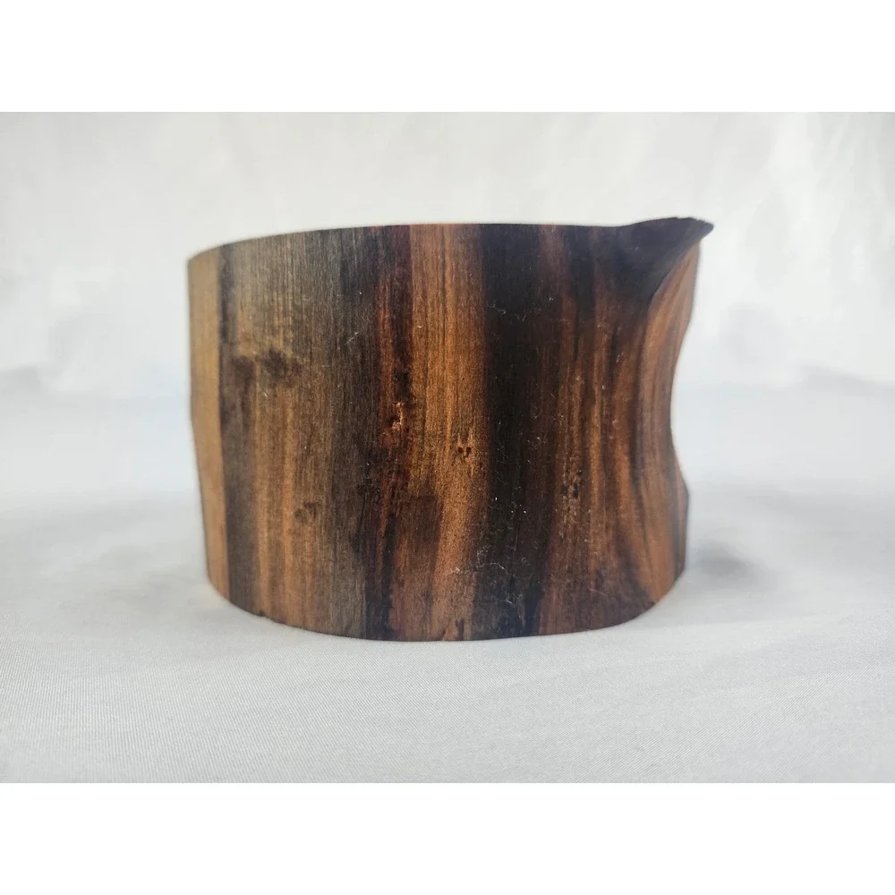 Handcrafted Live Edge Wood Tealight Holder Etched Forest Scene Rustic Decor Gift